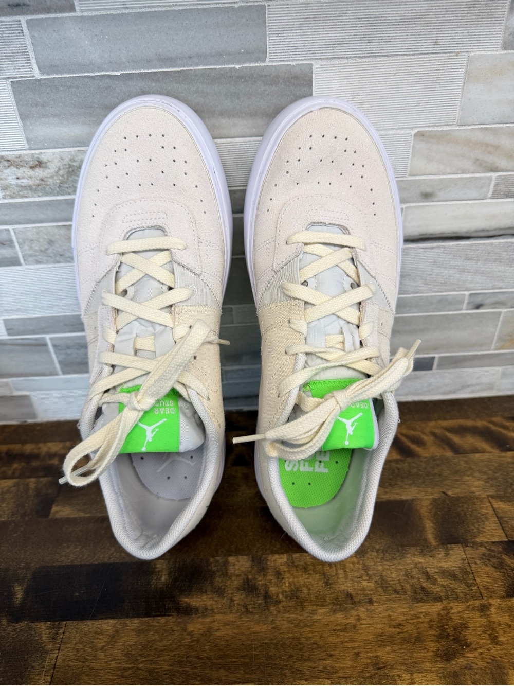 Nike Jordan series .05 Women's Cream Sneakers with Neon Green Accent - Picture 2 of 7